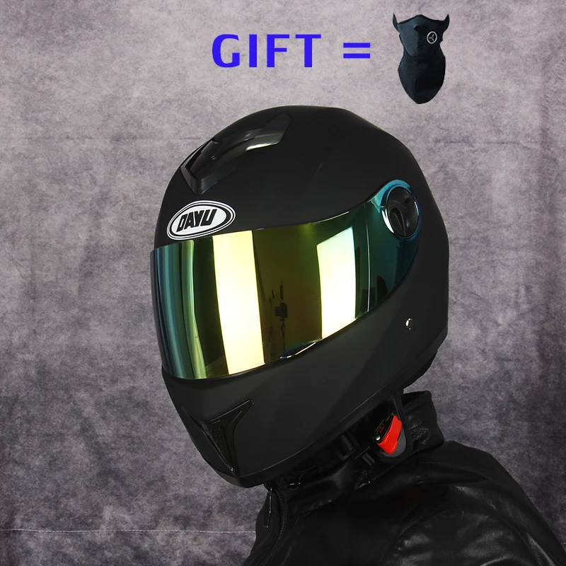 Мотоциклетный шлем на все лицо защитный из АБС-пластика с двойными стеклами для