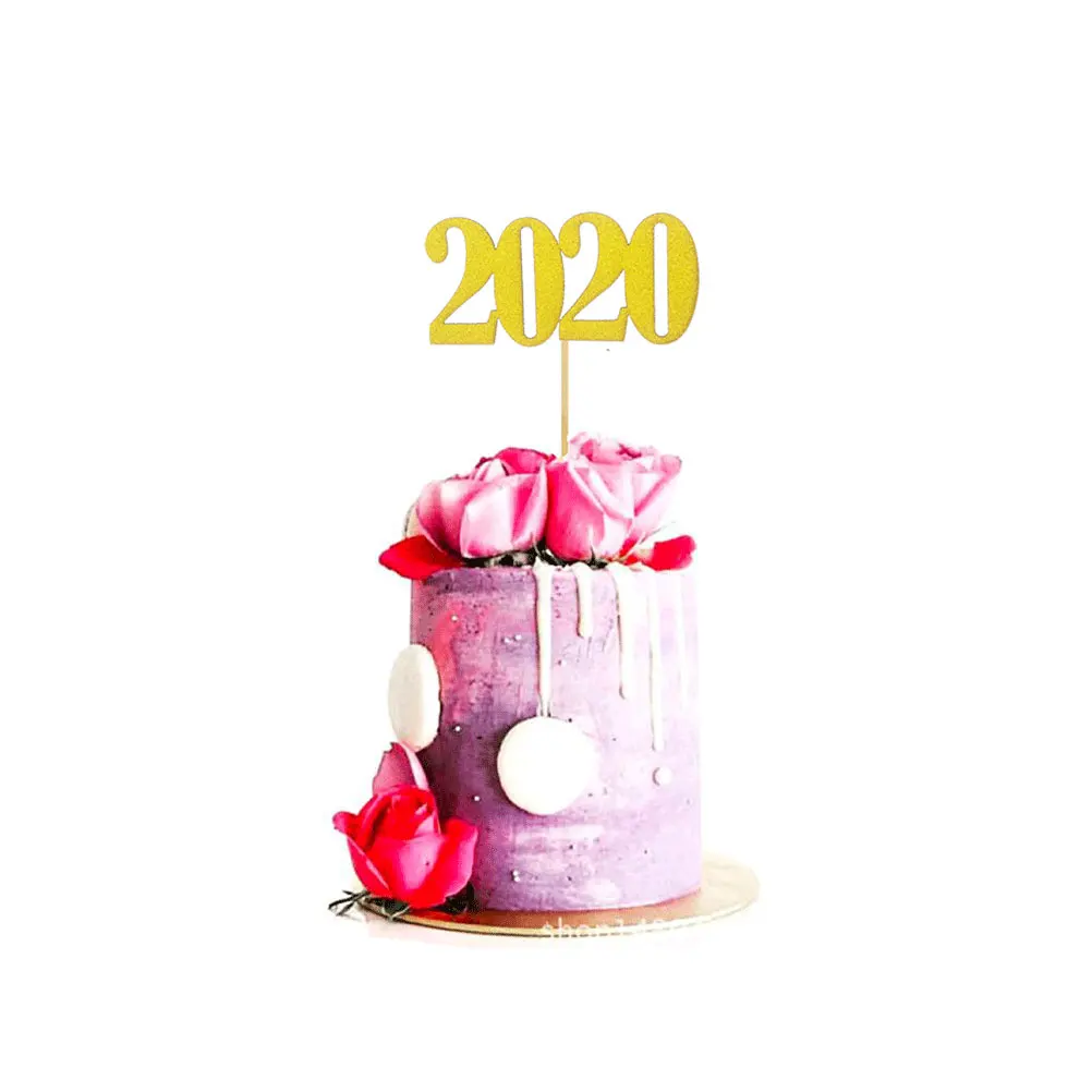 12 шт. 2020 номер торт Топпер блестящая бумага десерт выбирает кекс украшение для