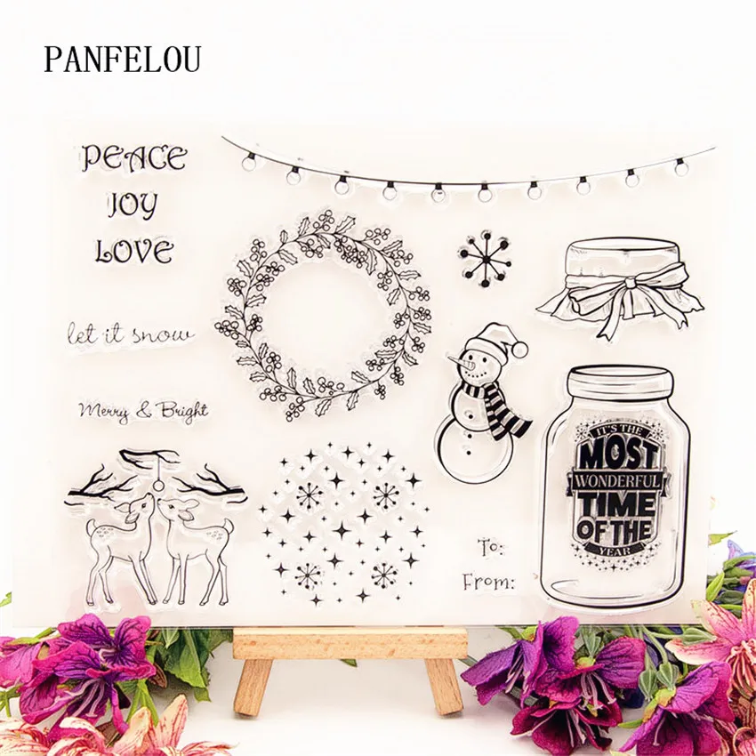 PANFELOU Рождественская бутылка желаний прозрачные силиконовые резиновые штампы