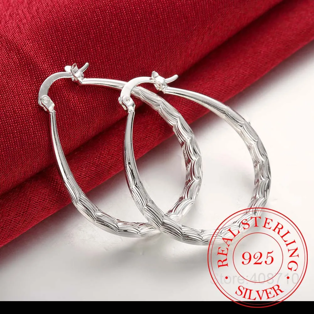 925 Sterling Silver Fish Pattern Circle Hoop Earrings For Women Lady Best Gift Fashion Charm High Quality Wedding Jewelry