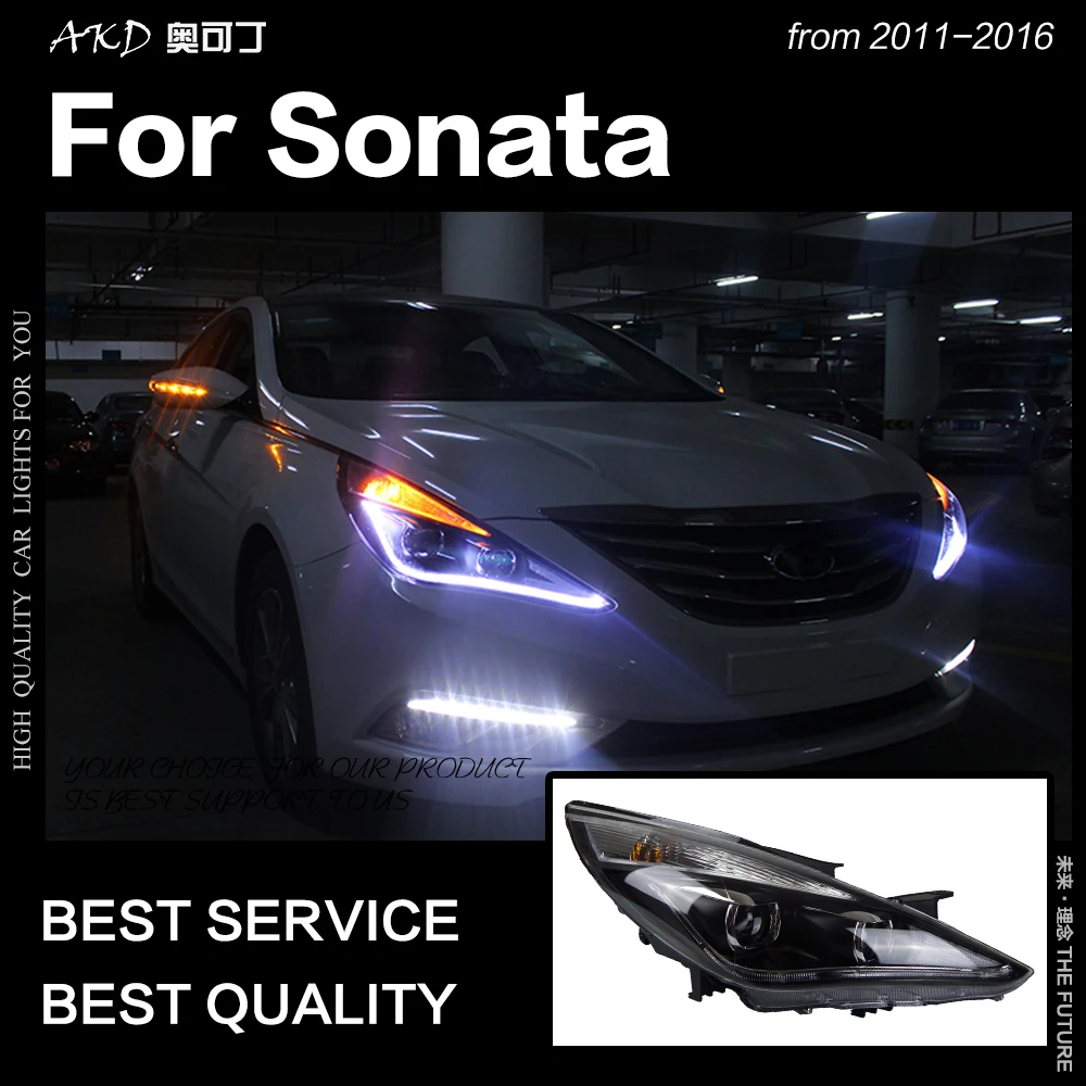 AKD автостайлинг фара для Hyundai Sonata фары 2011 2016 светодиодный ная DRL Hid Биксеноновые