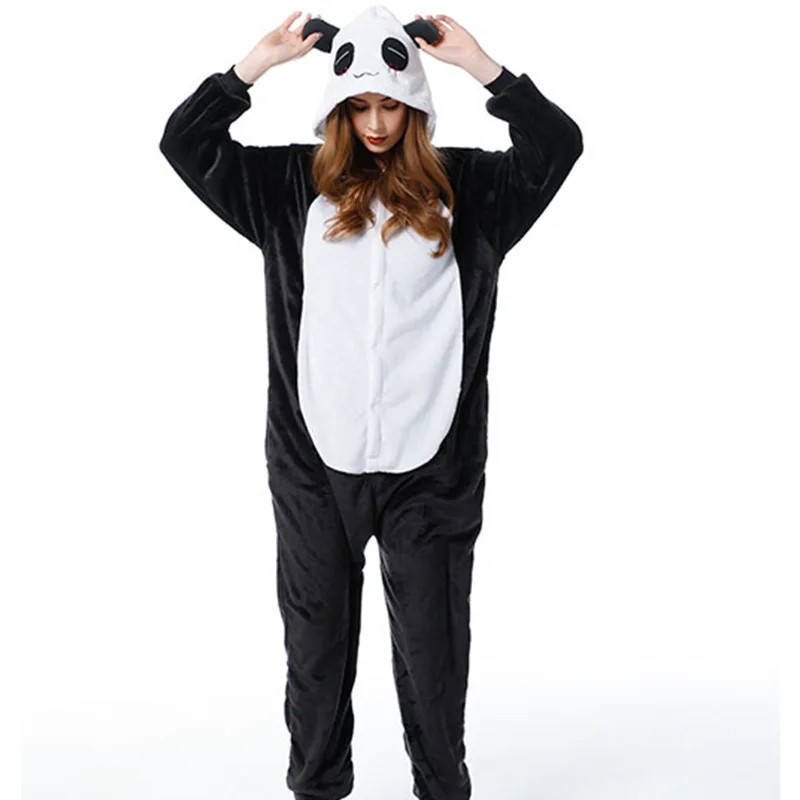 Kigurumi Stitch Pajama Adult Animal Onesie Women Men Couple Anime Winter Panda Pajamas Suit Sleepwear Flannel Pijamas | Женская одежда