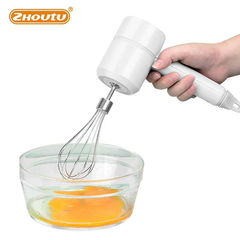 

Портативный электрический ручной миксер Zhoutu, 3-скоростной беспроводной венчик для яиц, кухонный беспроводной ручной блендер с 2 венчиками и...