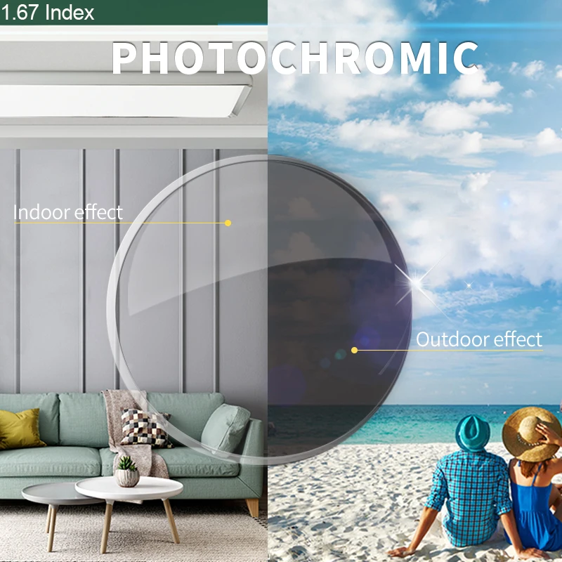 Асферические линзы для глаз SASAMIA фотохромные с УФ защитой близорукости и