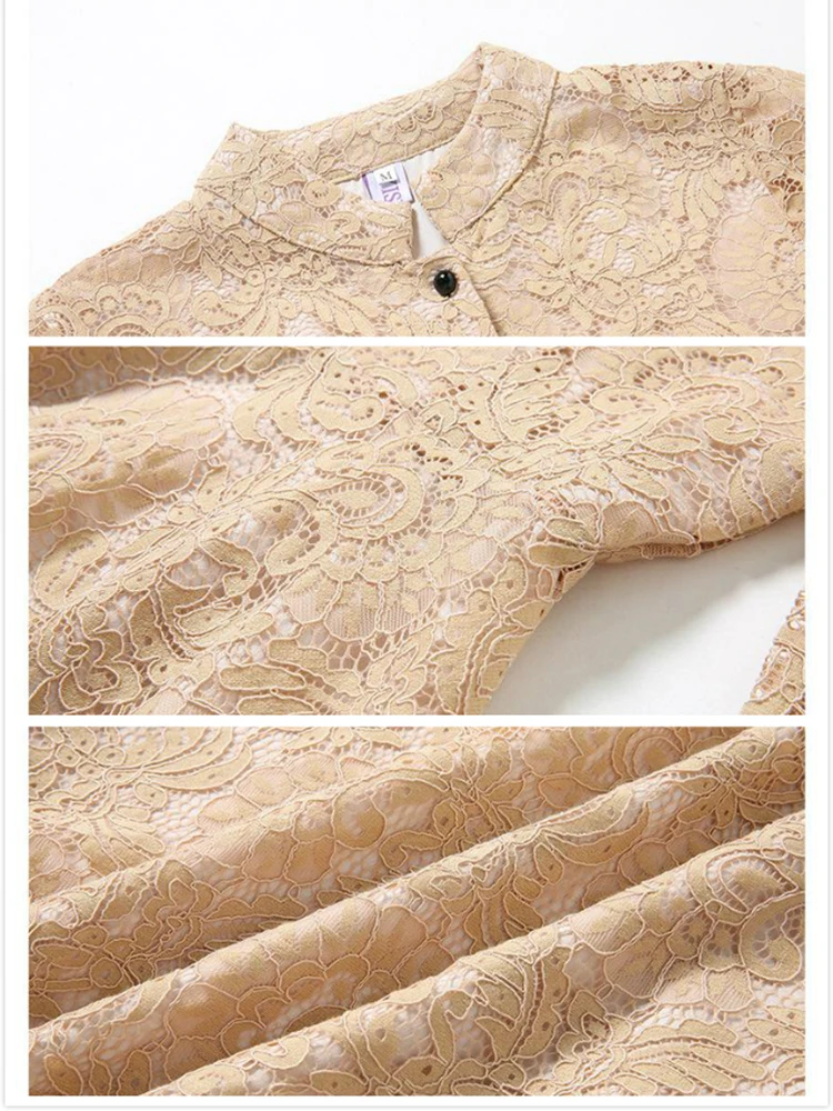 

Spring Autumn Vintage Lace Dress Women Stand Neck Long Sleeve Plus Size 5xl Hollow Out Sexy Dress Female Elegant Party Dresses