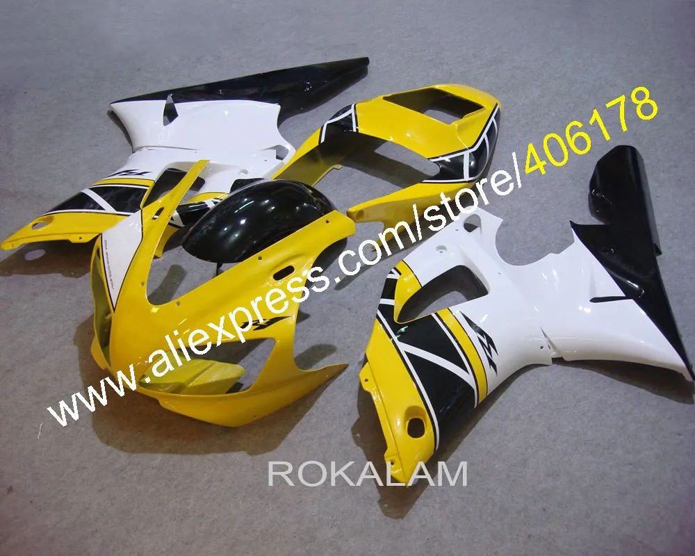 

98 99 YZF1000 R1 Body Kit For Yamaha YZFR1 1998 1999 Race Motorcycle Yellow White Bodywork Fairings (Injection Molding)