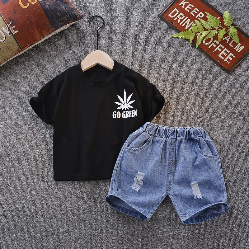

Toddler Baby Boys Girls Clothing Sets Summer Infant Clothes T Shirt Shorts Jeans 2Pcs Children Kids Cotton Tracksuits Costume