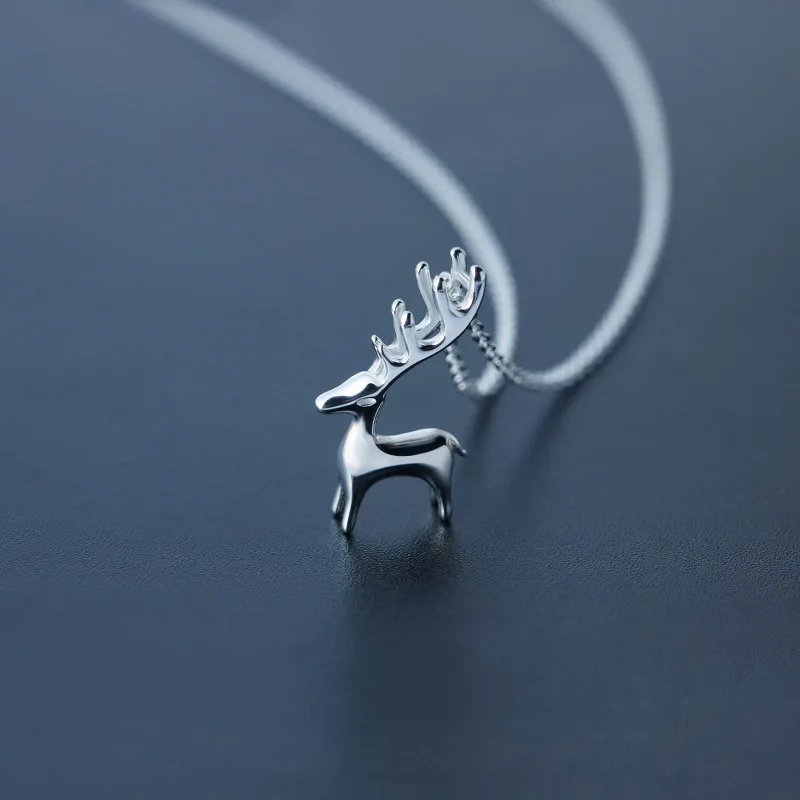 Trusta 2020 New Women's Fashion % 925 Sterling Silver Jewelry Wapiti Deer Pendant Short 40cm Necklace Cute Gift Girls Lady DS131 |