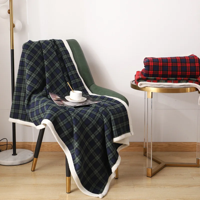 

Зимнее теплое шерстяное Клетчатое одеяло для кровати и дивана s, винтажное бархатное одеяло из овечьей шерсти, Фланелевое шотландское плюше...