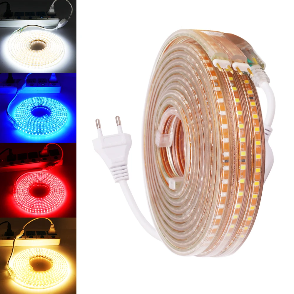 2835 SMD Светодиодная лента 220 в 240 120 светодиодный Диодная лампа s/m с европейской