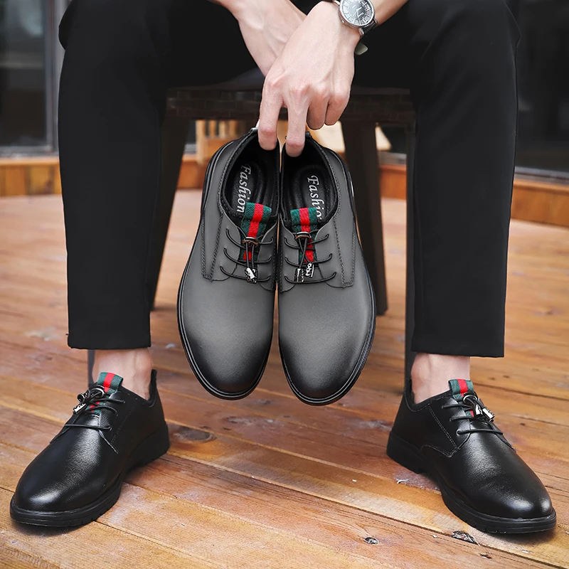 

Shoes Men Casual Oxfords Leather Shoes British Black Shoes Handmade Comfortable Formal Dress Men Flats Soft Moccasins Homme