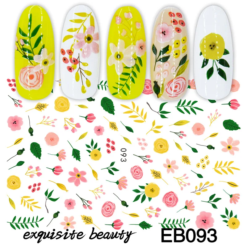 

Flower Nail Art Sticker Spring Flower Leaf Color Nail Art Applique Nail Art Decoration Repair Accessories 10pcs