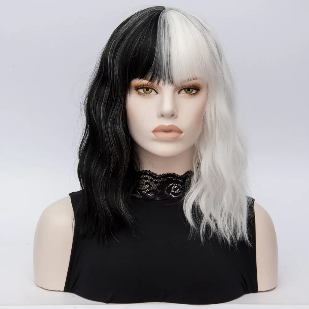 Парик для косплея CRUELLA Deville De Vil термостойкие синтетические волосы с кудрявыми