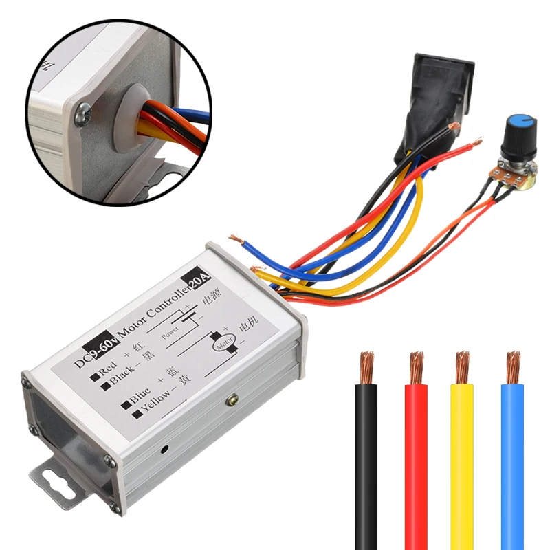 20A DC Motor PWM Speed Controller CW CCW Reversible Switch 9-60V 12V 24V 36V Run/Stop/Reverse | Обустройство дома