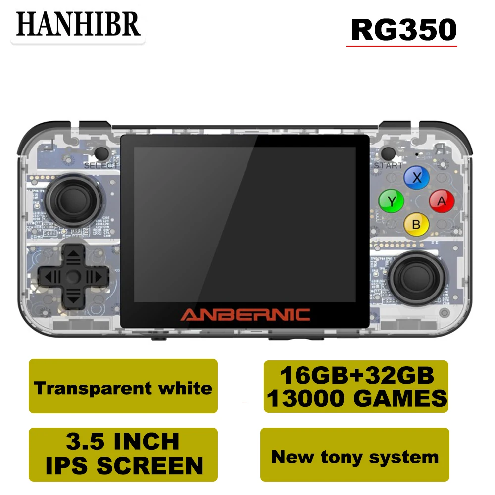 TWhite 48G13000Games ANBERNIC RG350 ips Ретро игры 350 видео игры обновление игровой консоли ps1 игры 64 бит opendingux 3,5 дюймов 28000+ игры rg350 - Цвет: TWhite 48G13000Games