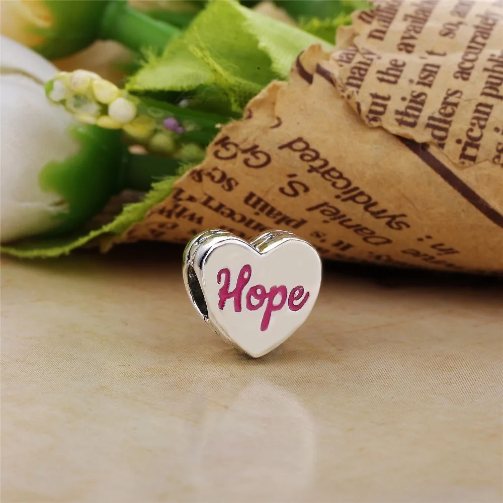 Moonmory розовый лента надежды реальные 925 пробы серебро шарик шарма сердца Форма