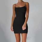 Пикантное облегающее мини-платье на бедрах, хлопковое платье-жилет, модное летнее женское мини-платье на бретелях-спагетти, повседневное облегающее платье без рукавов