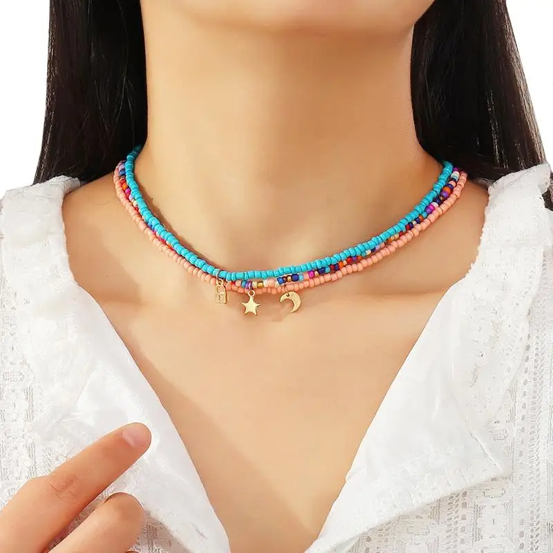 Комплект из 3 предметов модное колье чокер с подвесными украшениями бусин