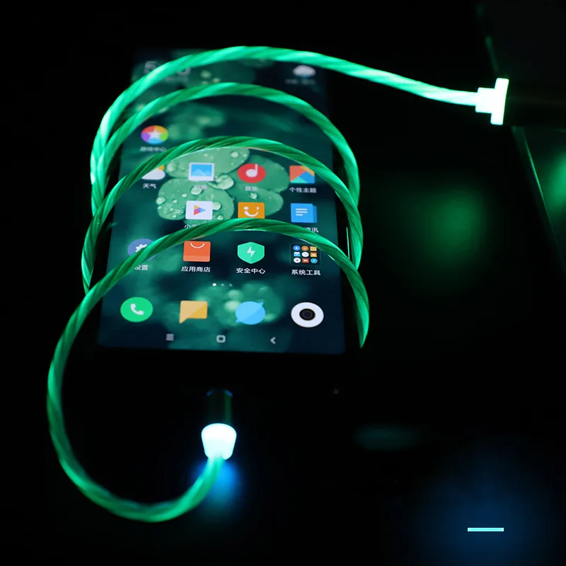 Магнитный светодиодный кабель для быстрой зарядки Micro USB Type C Honor 20 10 8X iphone X Samsung S8 S10