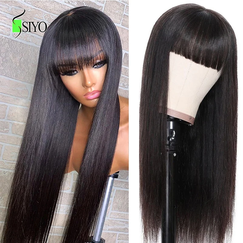 Siyo полосатый боб парик бразильские прямые волосы Remy человеческие парики для