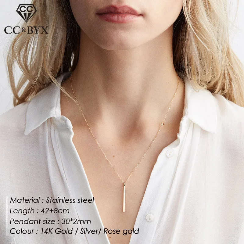 CC ожерелье из нержавеющей стали для женщин геометрические полосы формы дамы