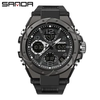 sanda 2022 mens fashion new electronic chronograph watch shockproof 24 hour indicator multi function clock relogio masculino