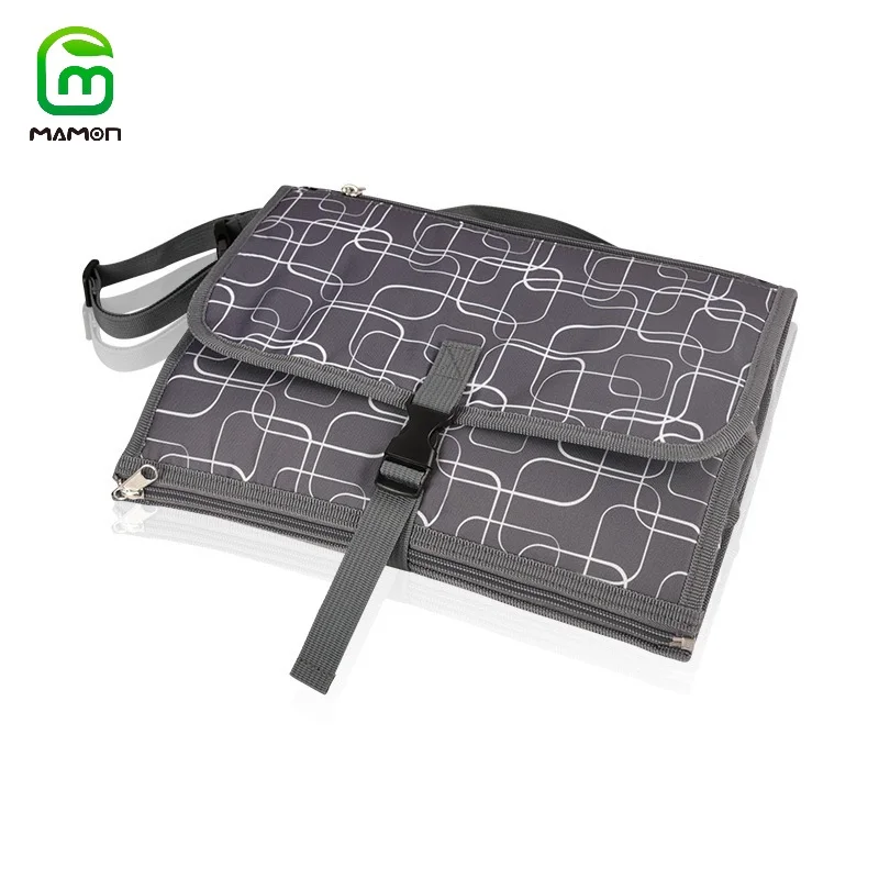 MAMON Baby Portable Changing Table Pad Diaper Bag Foldable Waterproof Travel Mat Built-in Head Cushion Newborn Baby Essentials