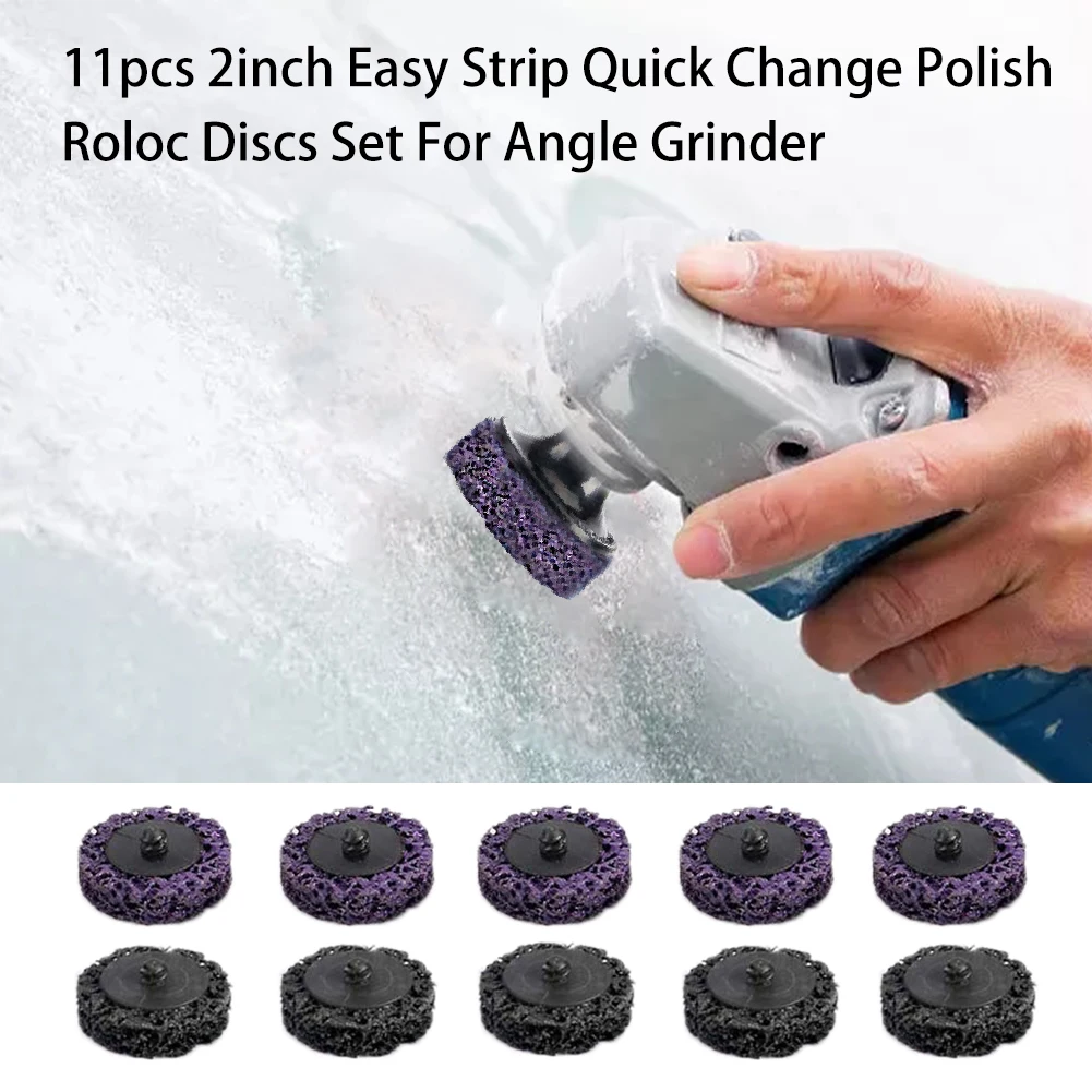 

11pcs 2inch Easy Strip Nylon Quick Change Practical Roloc Discs Set Cleans Welds Wheel Paint Rust Removal For Angle Grinder
