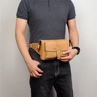 Fashion Vintage Genuine Leather Men's Chest Bag High Quality Cowhide Casual Large Messenger Bags Multi-function Waist Pack