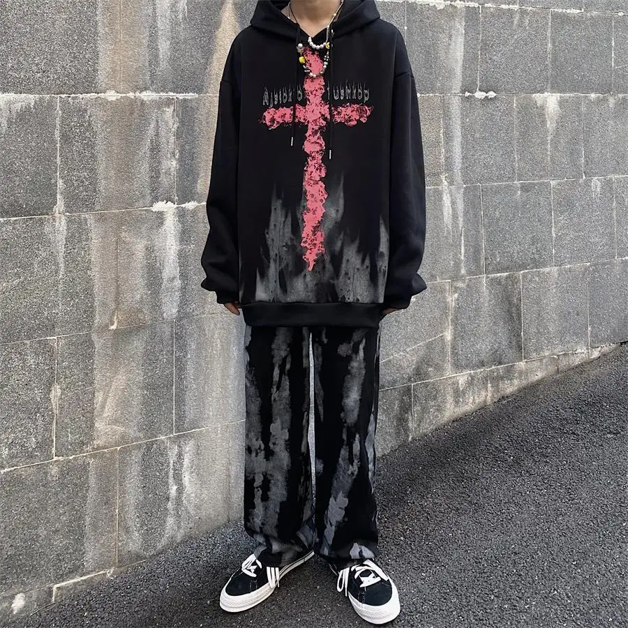 

QWEEK Streetwear Harajuku Tops Girls Gohtic Harajuku Japan Kpop Casual Oversized Hoodie Sweatshirt Women Fashion Dark Pullover