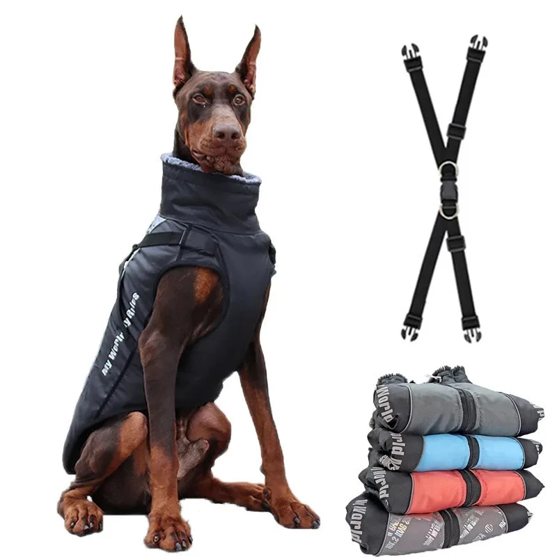 

Autumn Winter Warm Clothes For Large Dogs Waterproof Big Dog Vest Jacket Fur Collar Pet Dog Coat Labrador Luxury Dog Clothes