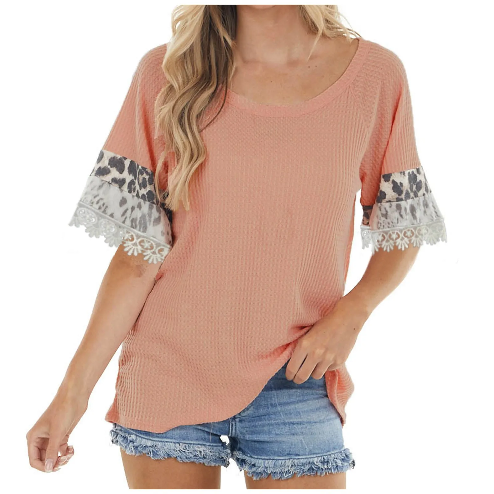 Модная женская блузка с леопардовым принтом в стиле пэчворк свободный удобный