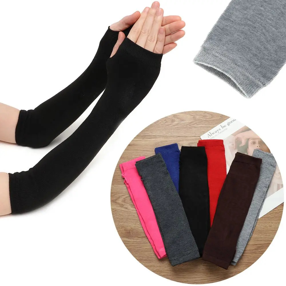 

Oversleeve Keep Warm Sleeve Solid Color Winter Autumn Arm Warmers Long Gloves Fingerless Gloves Sleeves Elbow Mittens