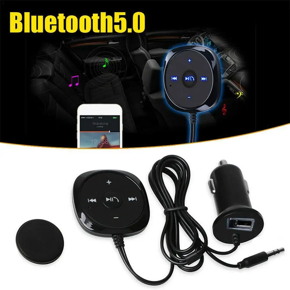 

12V 24V Car Bluetooth FM Transmitter BLuetooth 5.0 Input FM Bluetooth Car Receiver with EDR Transmitter AUX Cable P9D1