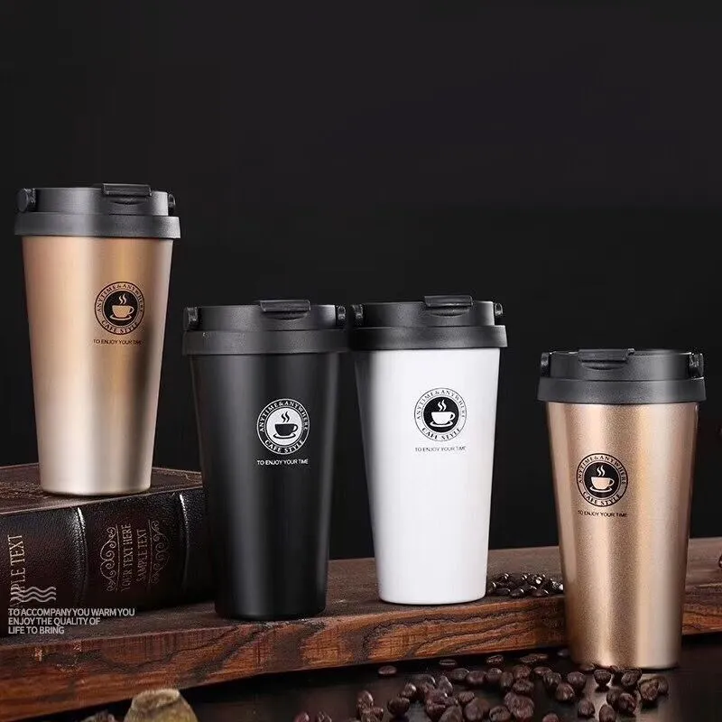 

New Outdoor Portable Coffee Mug With Lid Leak Proof Stainless Steel Insulated Water Thermos Cup Car Office Drinkware Gift
