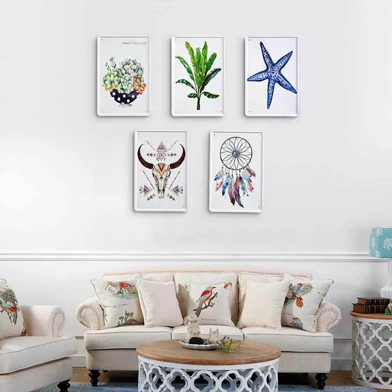 

Creative Simple Tin Painting Iron Art Modern Restaurant Aesthetic Plaques Wall Hanging Muurstickers Home Decoration DI50ZSP