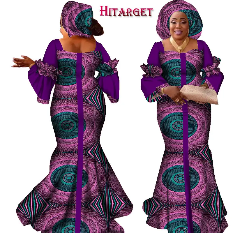 Женское платье с шарфом длинное в африканском стиле модель WY2347|african dresses for women|african