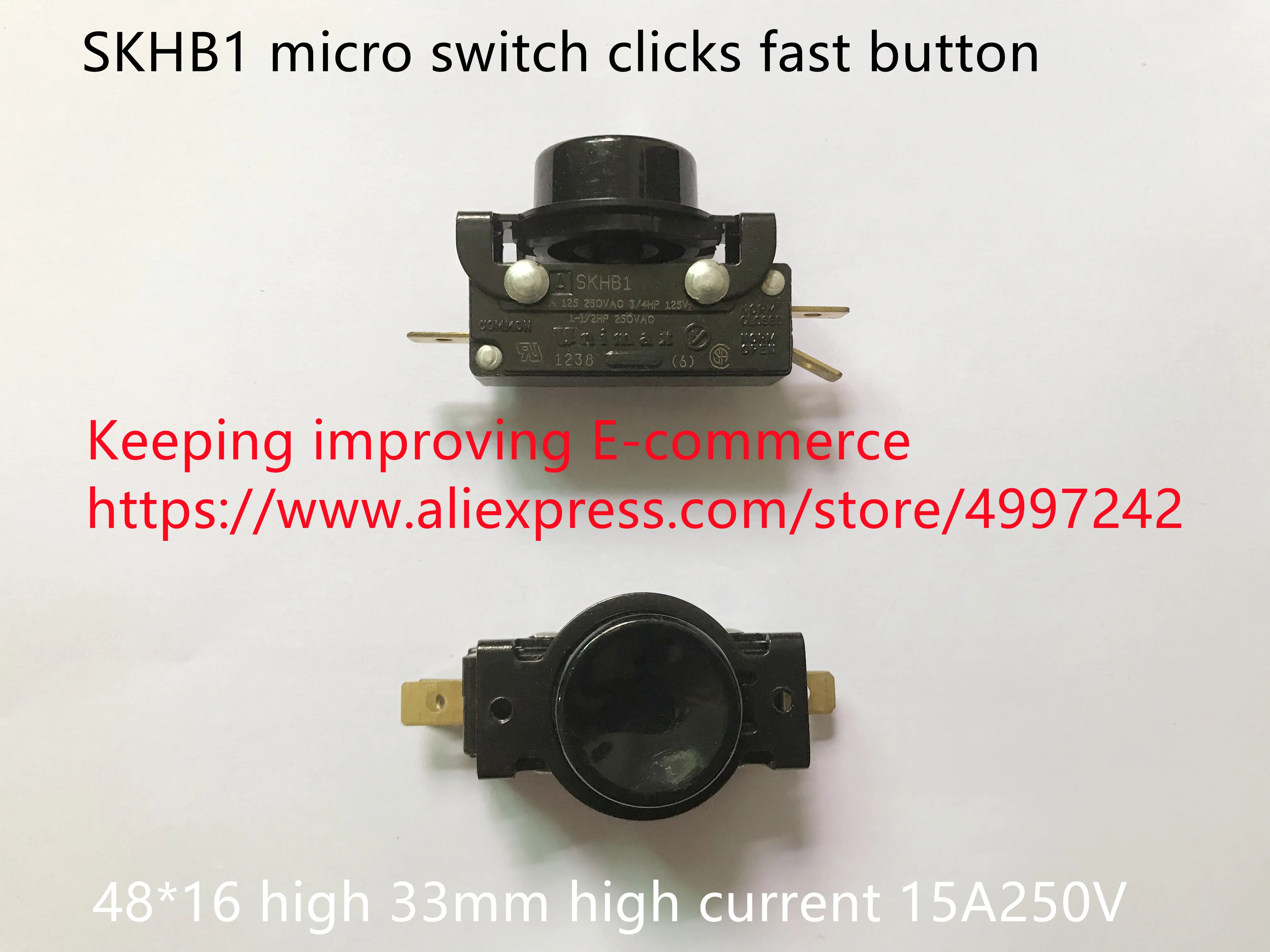 Novo Original Micro Interruptor Cliques Botão Rápido 48*16 Alta 33mm Corrente 15a250v 100% Skhb1