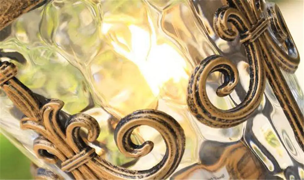 Промышленные античная Post светильник с кованые Стекло для палубы порог двор патио