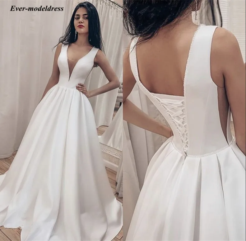 Элегантные свадебные платья 2020 прозрачная юбка с глубоким V образным вырезом со