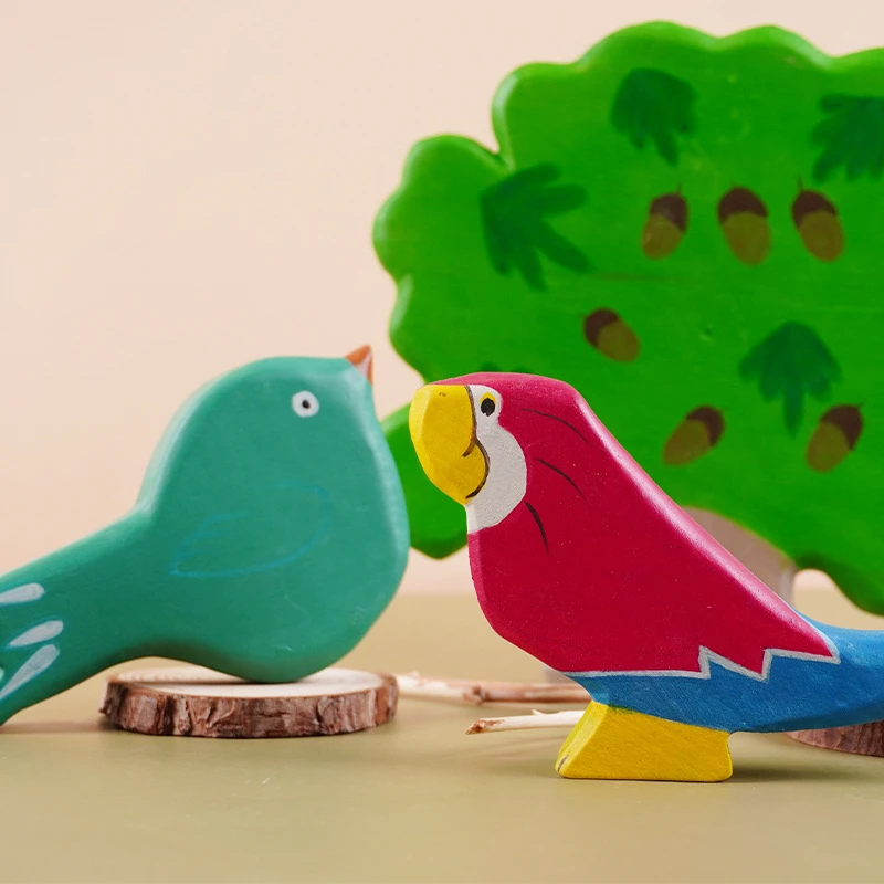 

Kids Animal Figure Montessori Educational Wooden Toy Color Interactive Role Play Toys Open End Play Dolphin Mermaid Tree Blocks