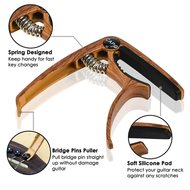 

Guitar Capo for 6/12 String Acoustic with 4PCS Guitar Strap Locks and Buttons Quick Release Security Straplocks
