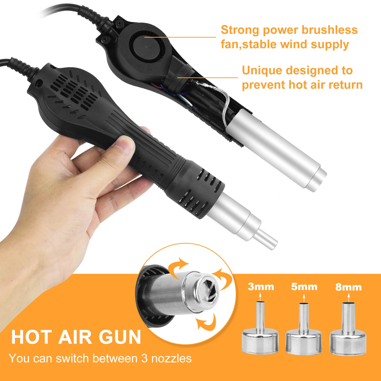 newacalox euus 2 in 1 soldering iron hot air rework station lcd digital soldering station for phone pcb ic smd bga welding set free global shipping