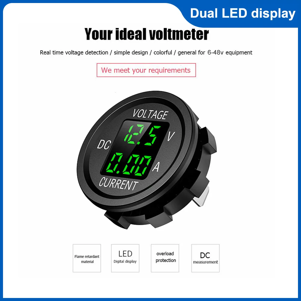 Цифровой вольтметр амперметр с светодиодный ем для автомобиля грузовика