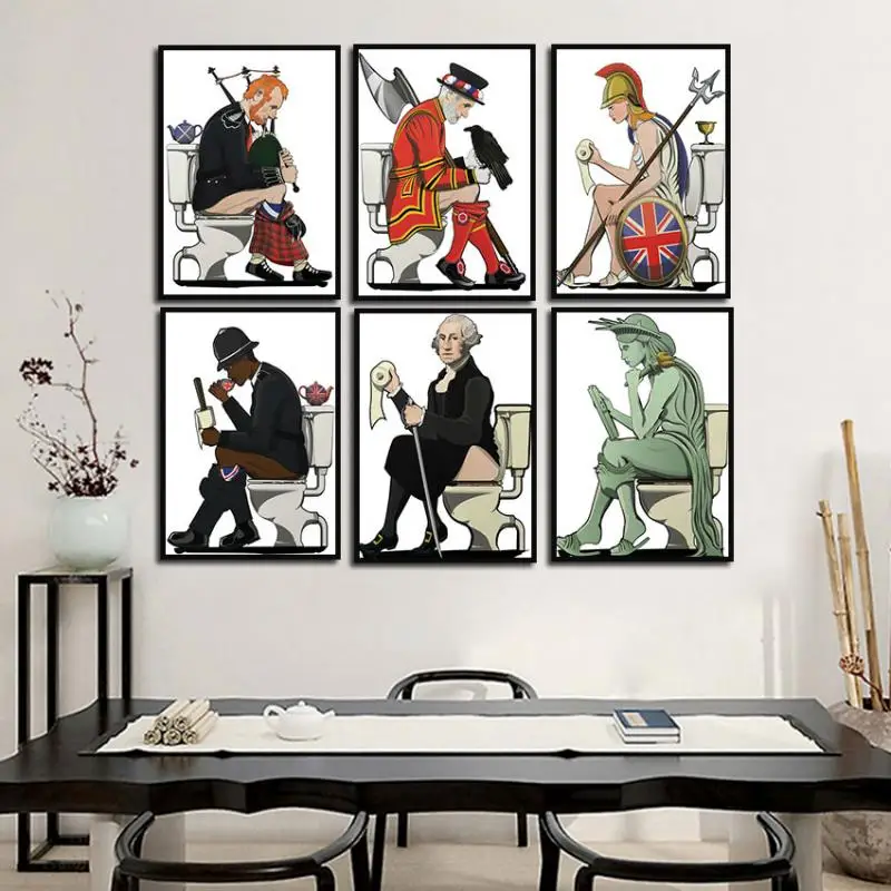 

Still Life Painting Home Decoration Famous People On The Toilet Canvas Poster Hd Printing for The Bedroom and Living Room