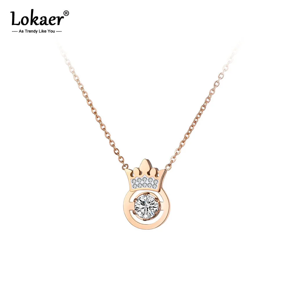 Lokaer Классическая AAA CZ подвеска с кристаллами в форме короны ожерелье розовое