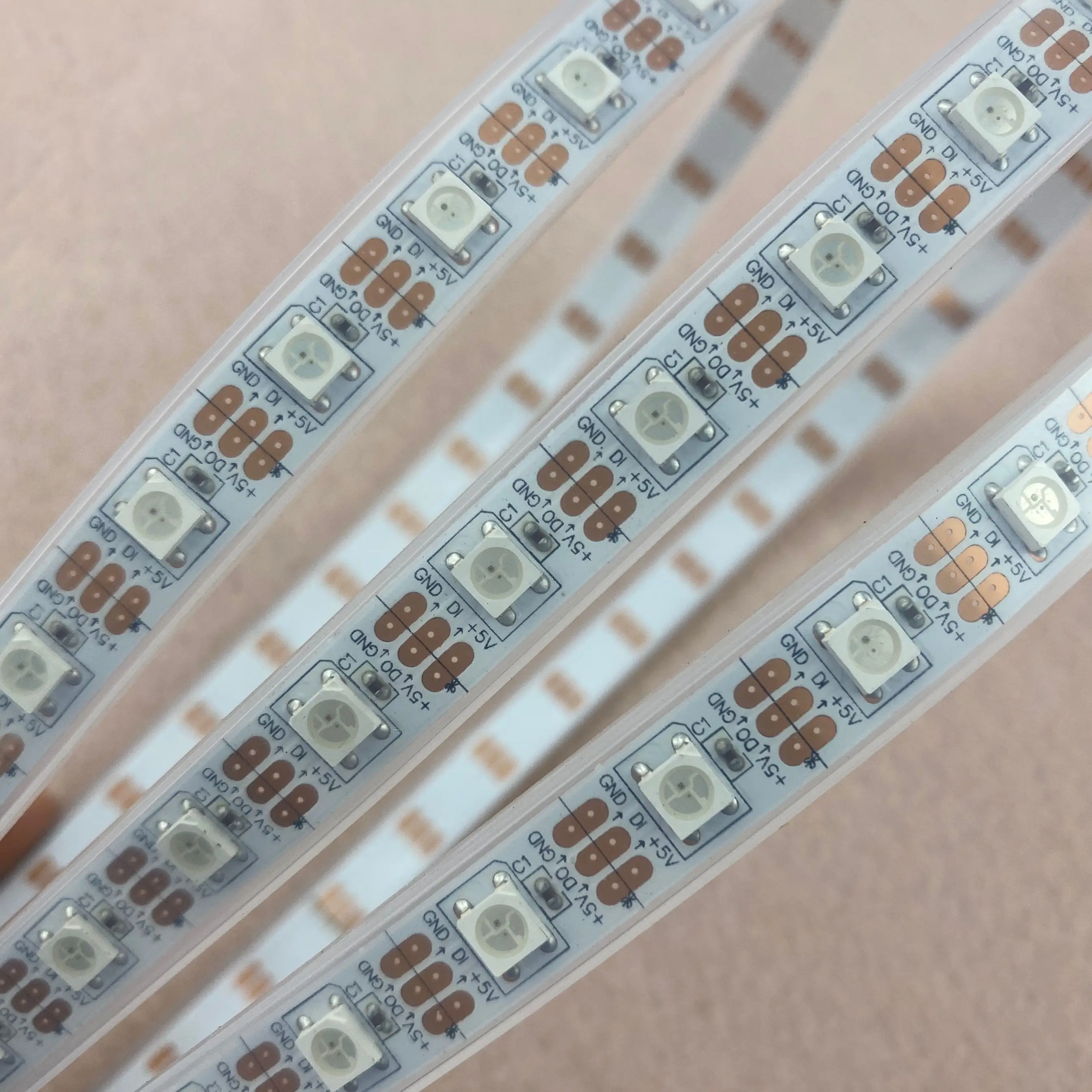 

4m/5m 60LEDs/m DC5V addressable SK6812 led pixel strip,waterproof in silicon tube;IP66,60pcs SK6812/M with 60pixels;WHITE PCB