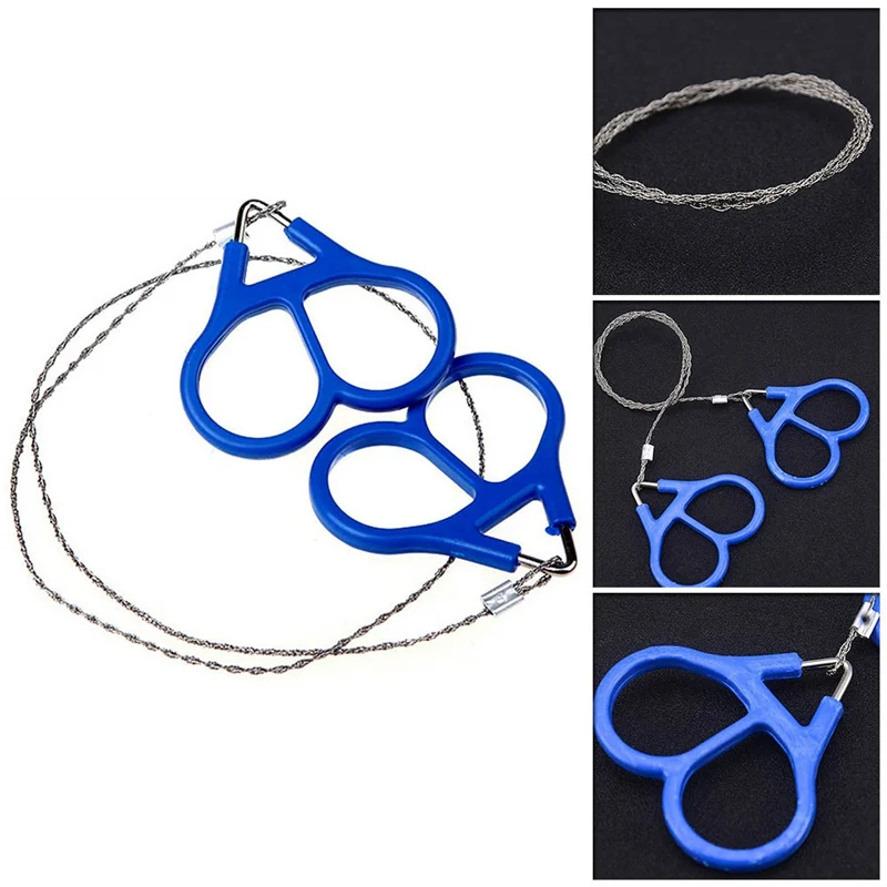 

Stainless Steel Hand Pocket Chain Wire Saws Portable Survival Cutting Tools Camping Handsaws Blue 65cm