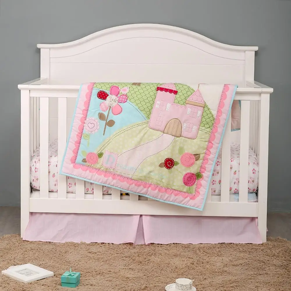 

Хлопковое детское постельное белье с единорогом из 3 предметов, постельные принадлежности для маленьких девочек, комплект для кроватки, про...