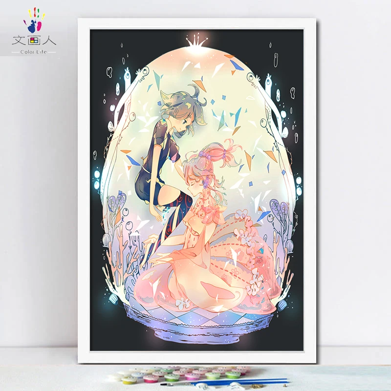 DIY digital oil painting decoration Gemland comic series hand-painted color half face makeup | Дом и сад